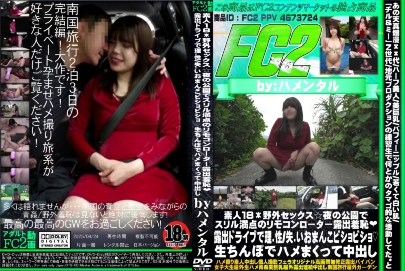 素人18*野外セックス☆夜の公園でスリル満点のリモコンローター露出羞恥 露出ドライブで理性失いおまんこビショビショ 生ちんぽでハメまくって中出し